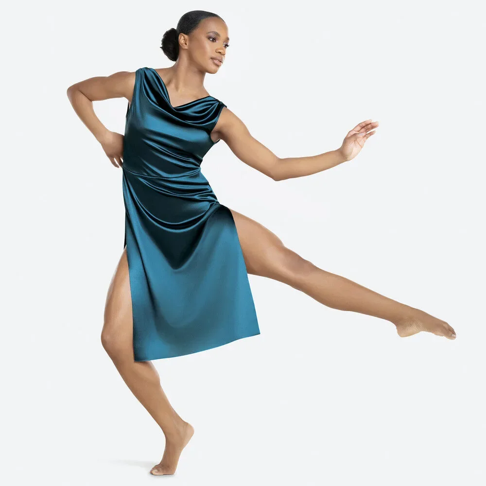 Pre-Owned Dance Costume Revolution RC24580 Medium Child Teal Dress Lyrical Sequ